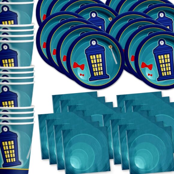 Time Traveler DR Who Party Tableware Kit For 16 Guests - Picture 1 of 4